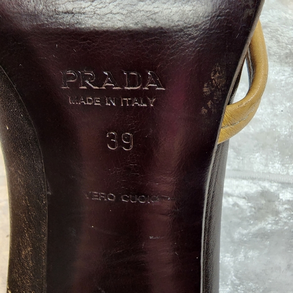 Prada Leather Strappy Slingback Heels Size 39 US 9 made in Italy ๐ฎ๐น - Picture 6 of 10